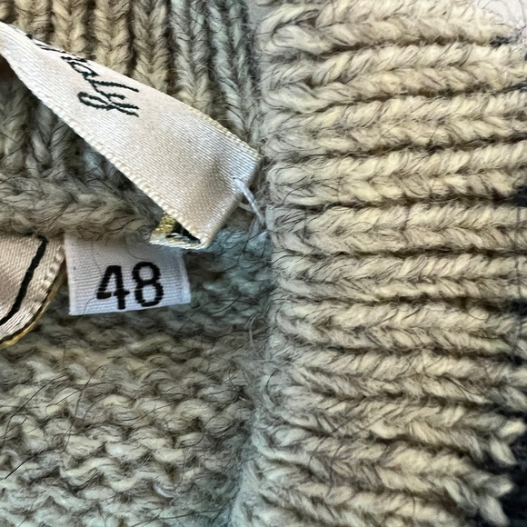 Vintage Men's Alpaca Beige Cable Knit Sweater with Stripes Italy - Picture 5 of 10